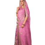 Lavender Bamber Satin Aari Salma Work Poshak Set (Unstitched) | Pure Georgette Odhna | Jaipurio Ethnic Wear